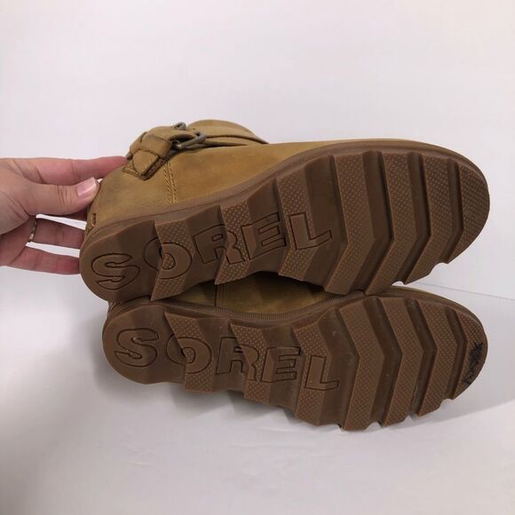 Sorel Joan Of Arctic II Elk Wedge Buckle Boot Booties Waterproof Leather 9.5 - Picture 8 of 11